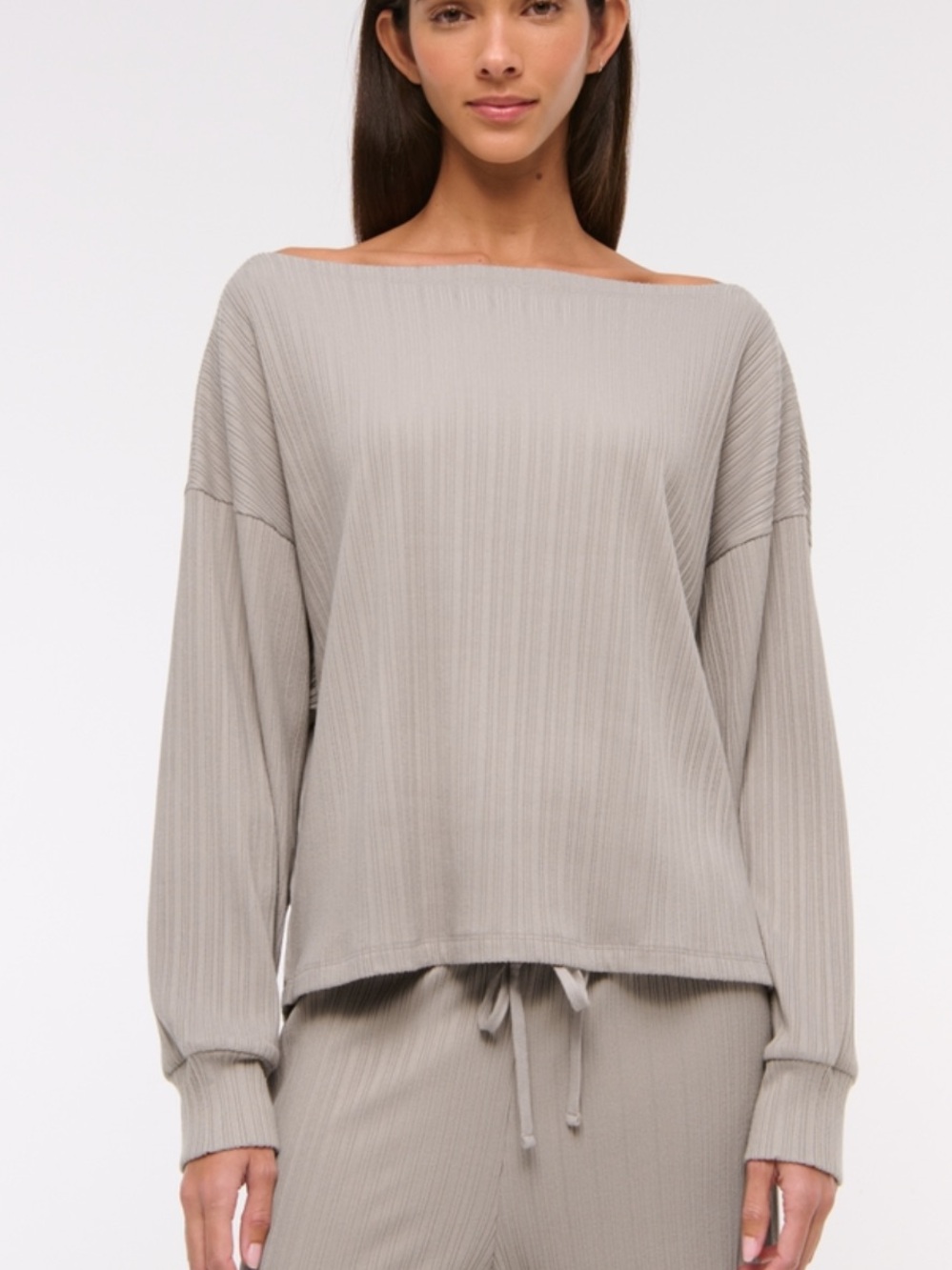 Women’s Abercrombie & Fitch Long Sleeve Lounge Wide Rib Slash Top